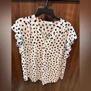 Chaus Black and White Polka Dot Blouse, Size XL